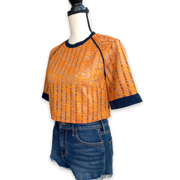 Retro Lace Ringer Crop Top - Picture 2 of 6